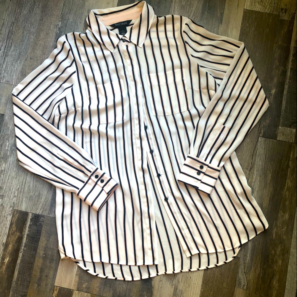 WHITE House/BLACK Market Sheer Button Down Dress Shirt